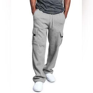 Loose Fit Men's Drawstring Waist Sweatpants With Flap Pocket